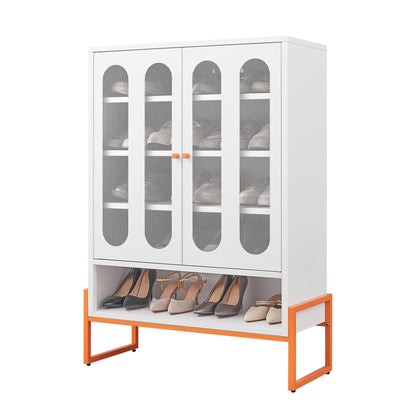 Modern Metal Shoe Cabinet With DoublebSided Doors And Adjustable Partitions