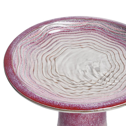 Birdbath For Patio, Garden - White / Pink