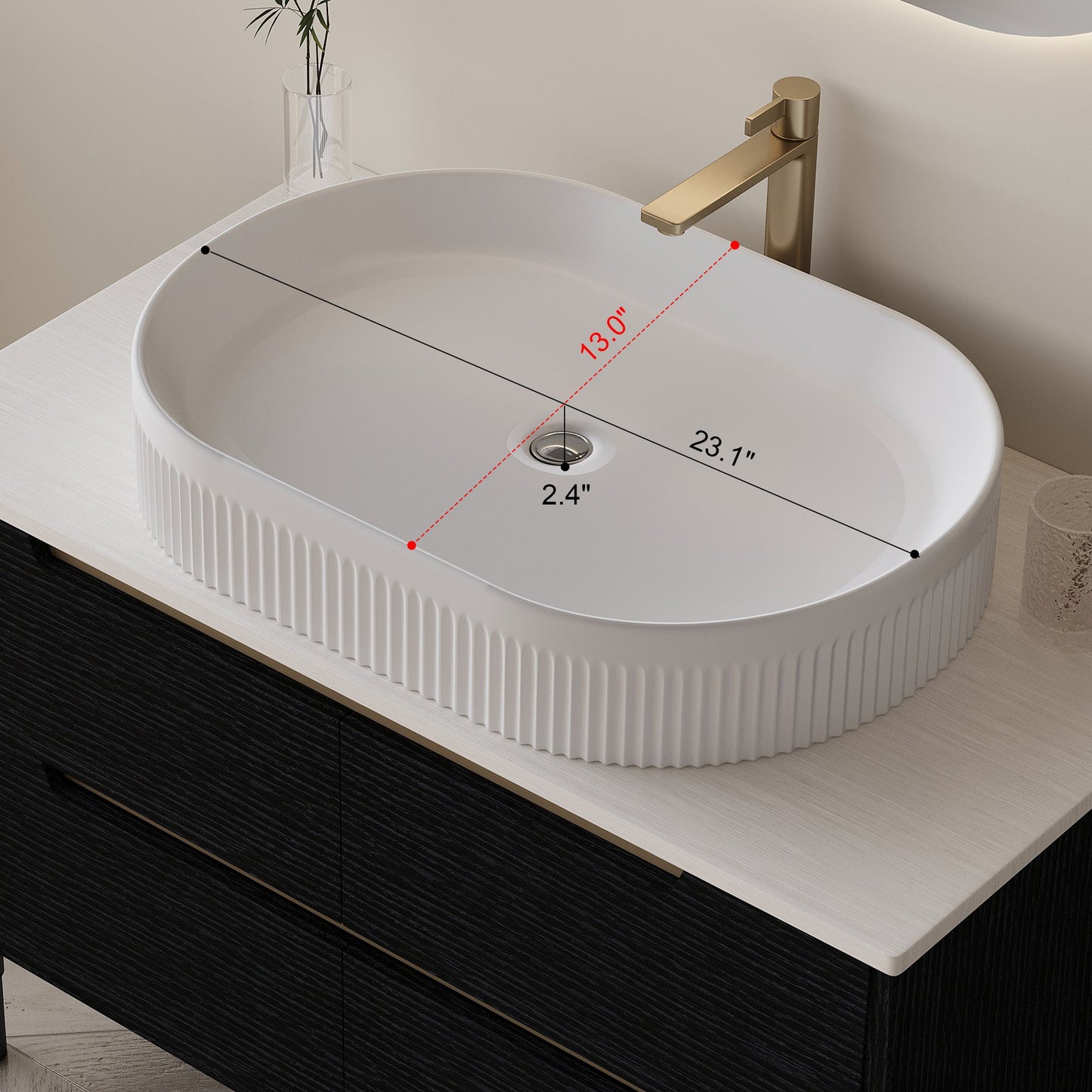 36 Inch Bathroom Vanity with Ceramic Integrated Sink & Soft-Close Drawers
