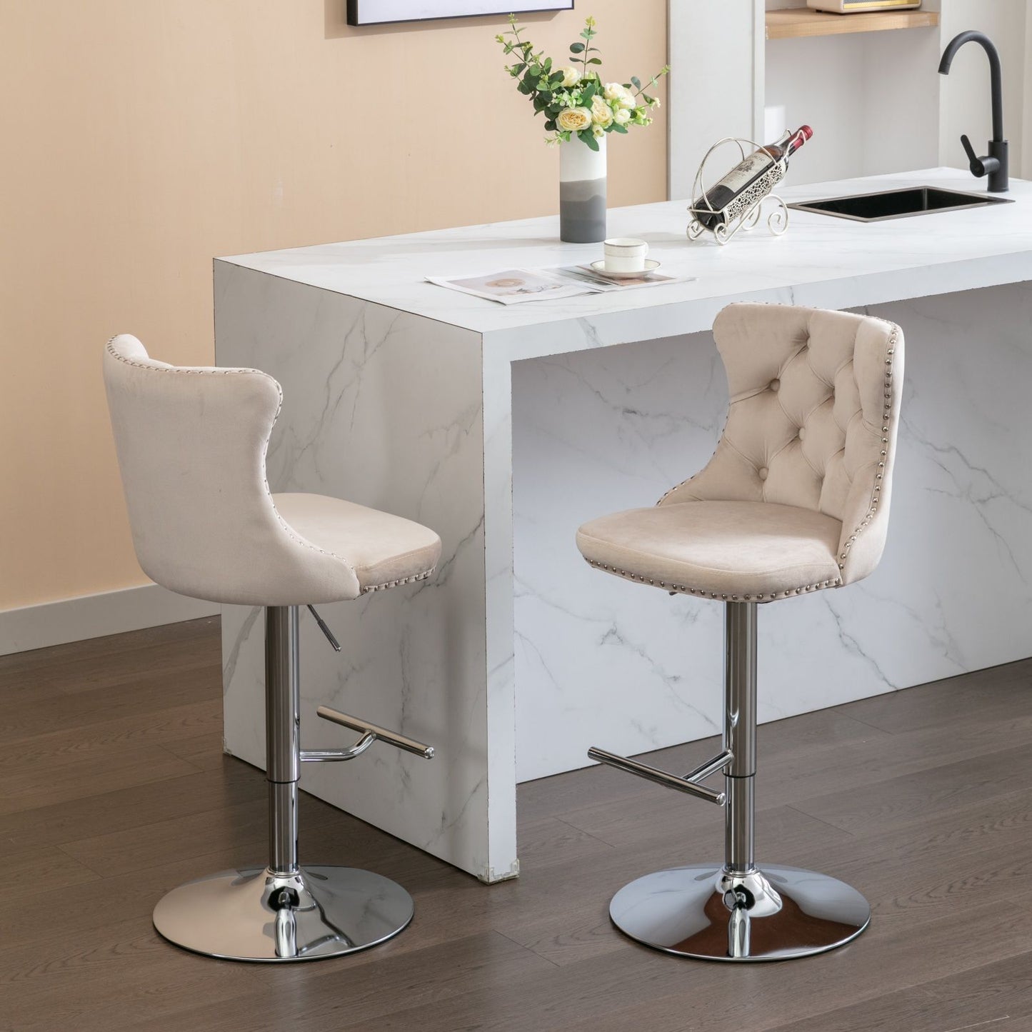 Swivel Adjustable Height Barstools Set of 2
