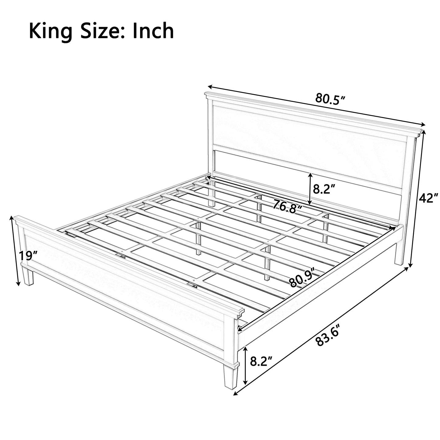 Mid-Century Modern Wood Platform Bed