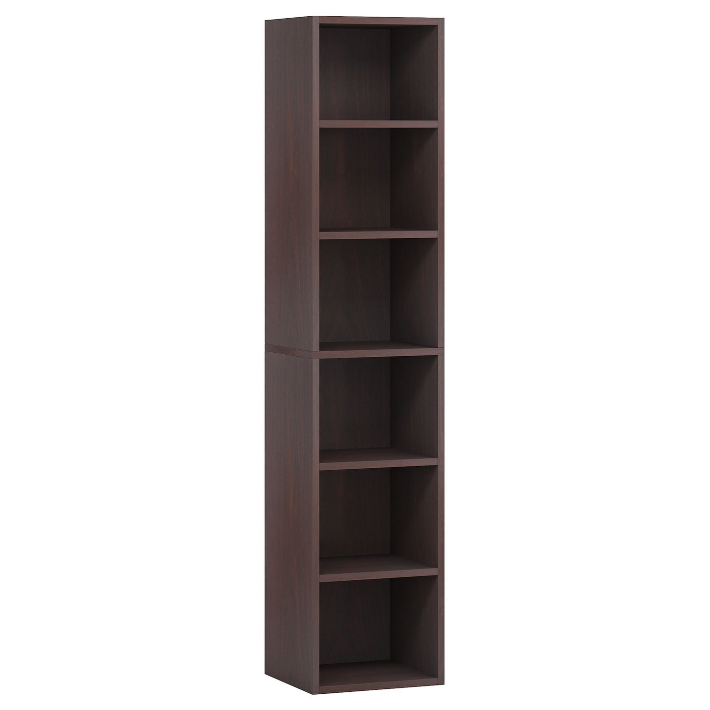 6 Tier Narrow Corner Cube Bookcase Storage, Freestanding Shelf With Open Cubes For Living Room