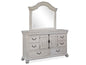 Bronwyn - Drawer Dresser With Shaped Mirror - Alabaster