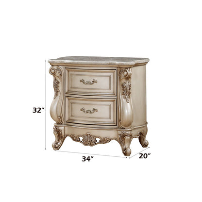 Gorsedd - Nightstand With Marble Top - Marble Top & Golden Ivory