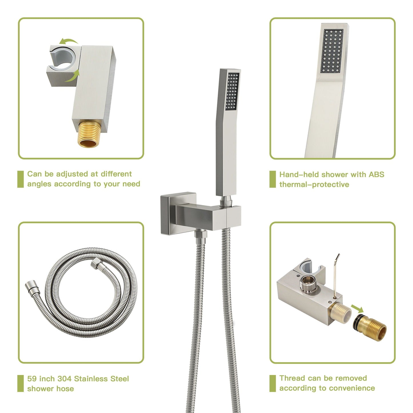 16" Ceiling Mount Square Shower System With Waterfall Tub Spout And Rough In Valve