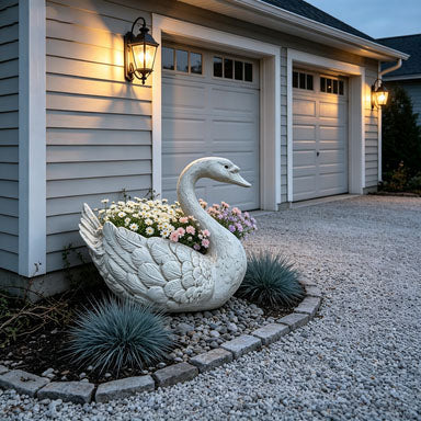 12.6'' Tall Swan Sculpture Planter