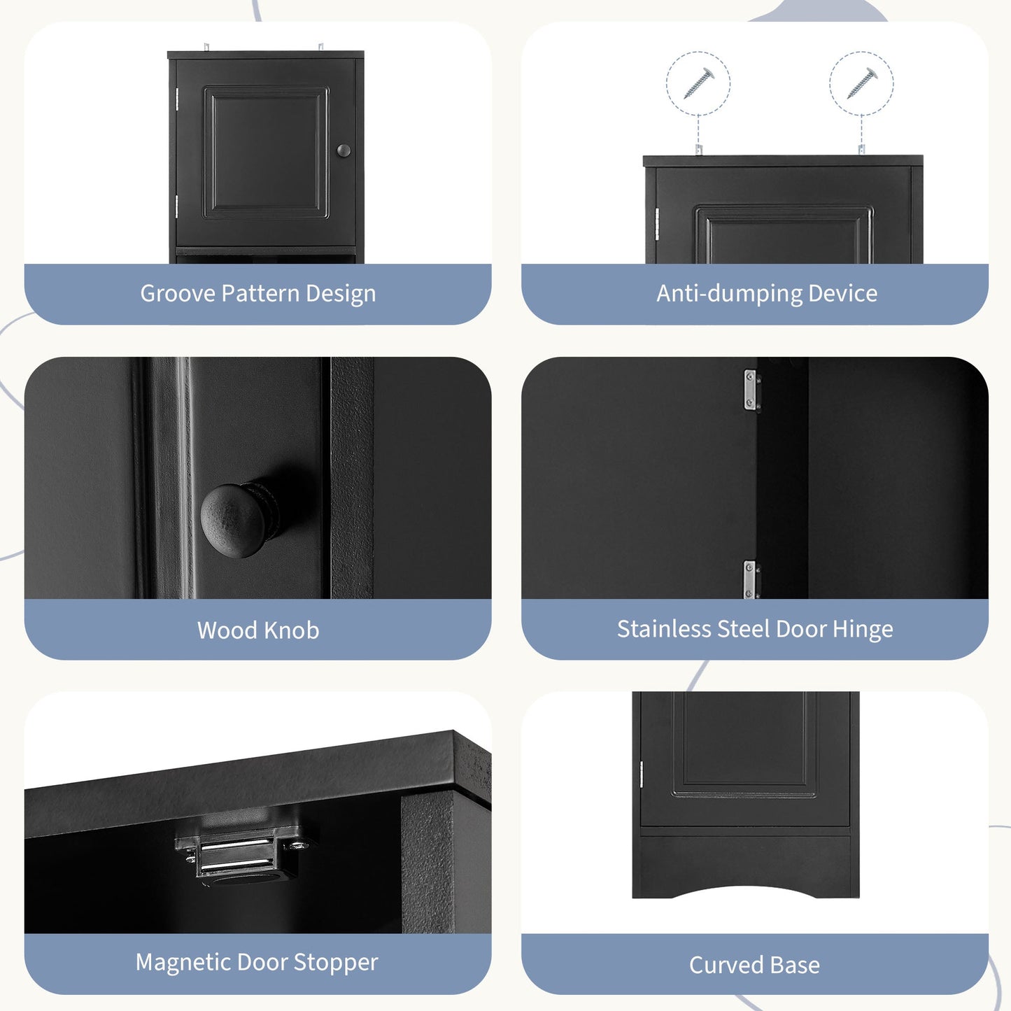 Multi-Functional Corner Cabinet Tall Bathroom Storage Cabinet with Two Doors and Adjustable Shelves, Open Shelf