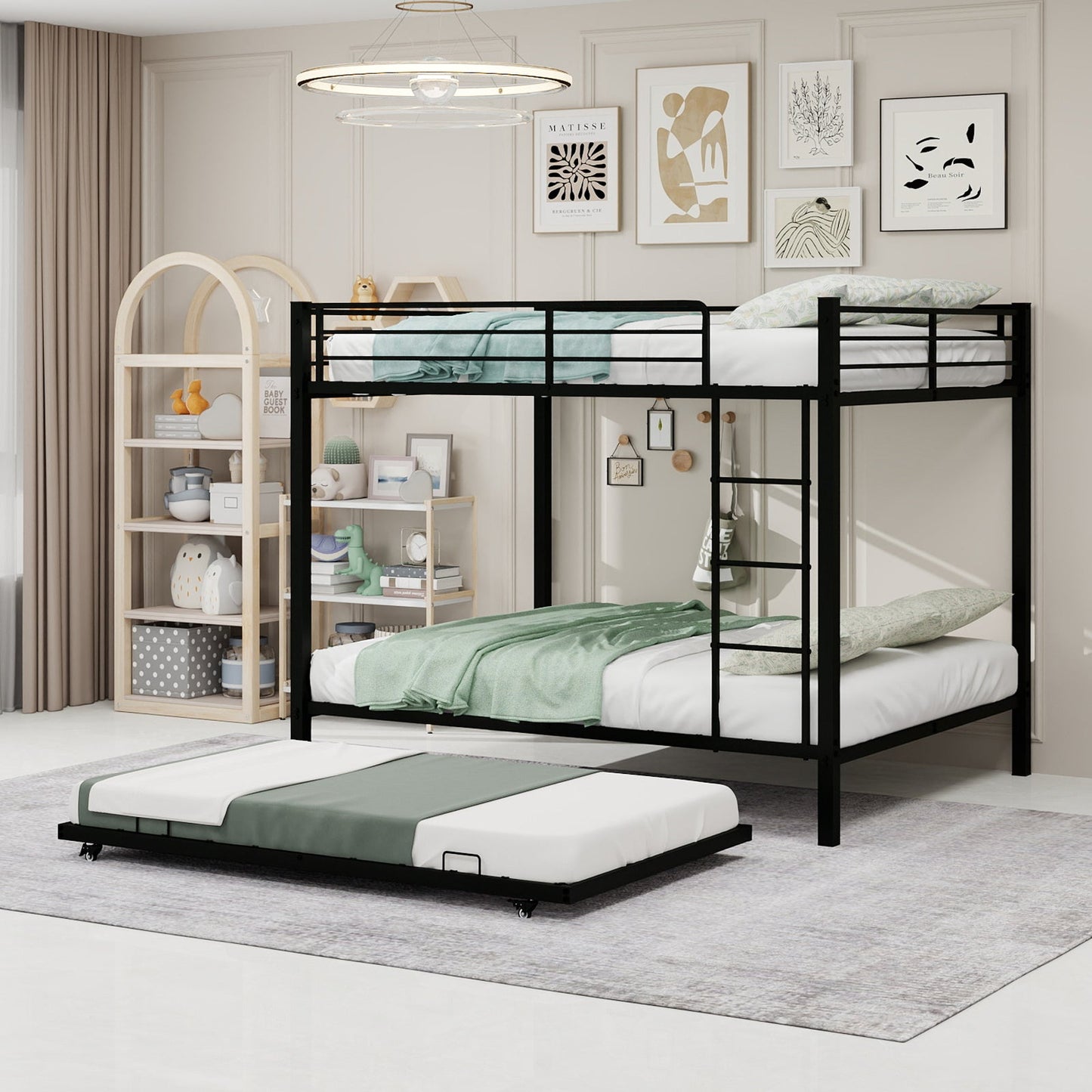 Durable Square Tube Iron Full-Size Bunk Bed