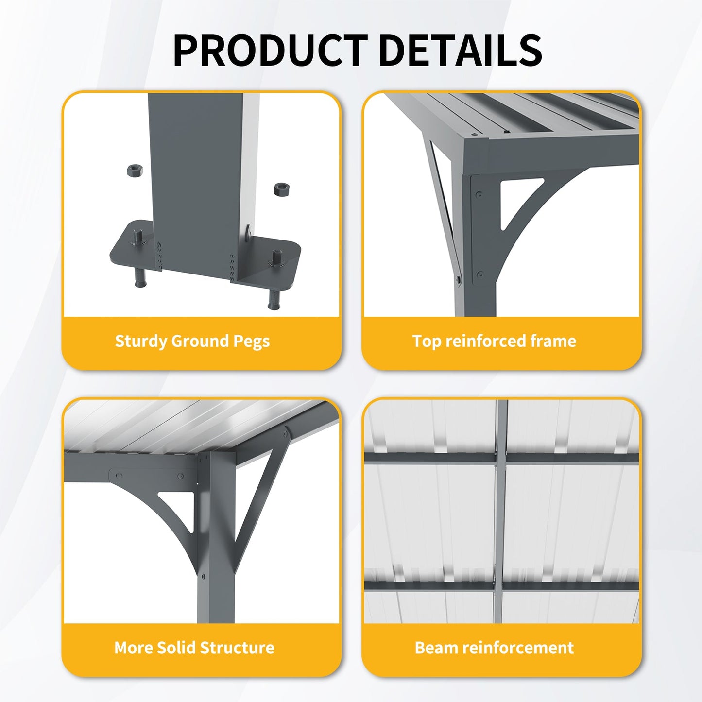 Outdoor Pergola 8' x 10' Metal Inclined Roof
