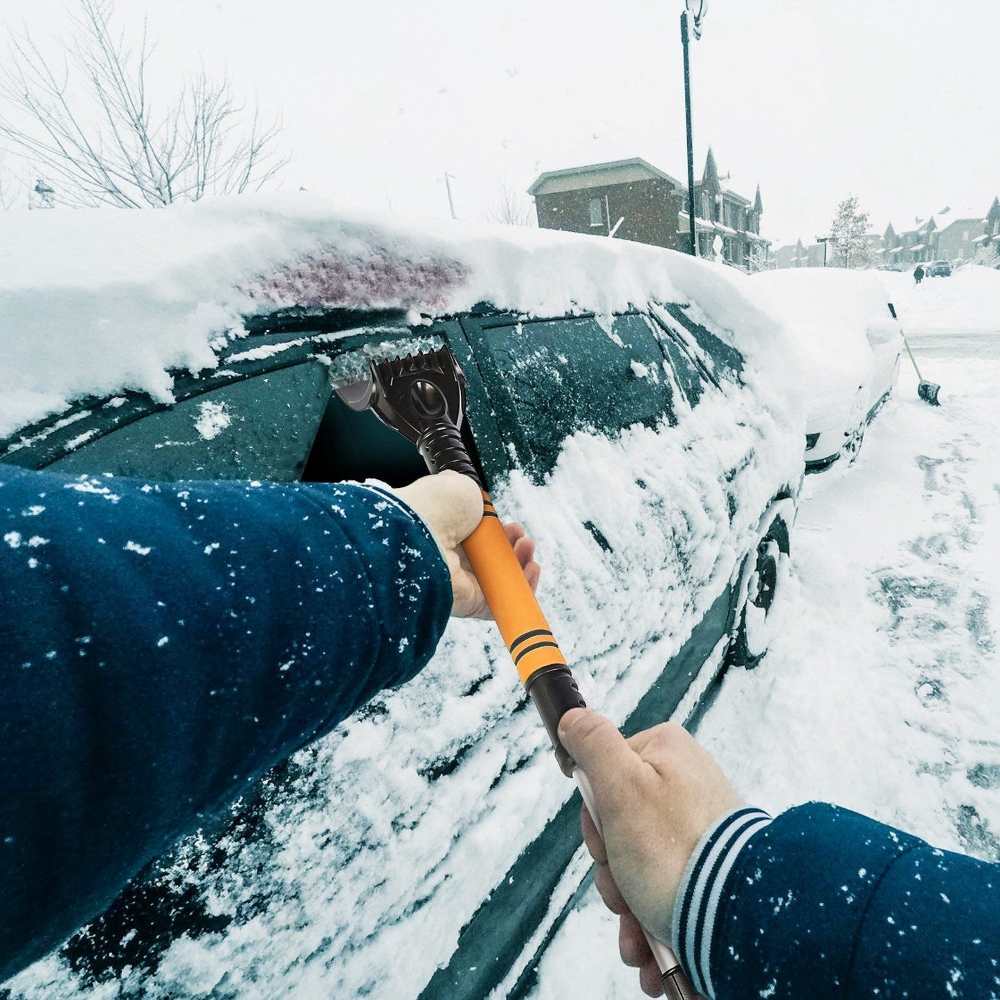 3 In 1 Windshield Ice Scraper Extendable Car Snow Removal Tool Telescoping Car Broom Snow Shovel Automobile Frost Removal