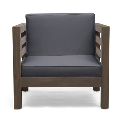 Outdoor Acacia Wood Patio Chair With Fabric Cushion