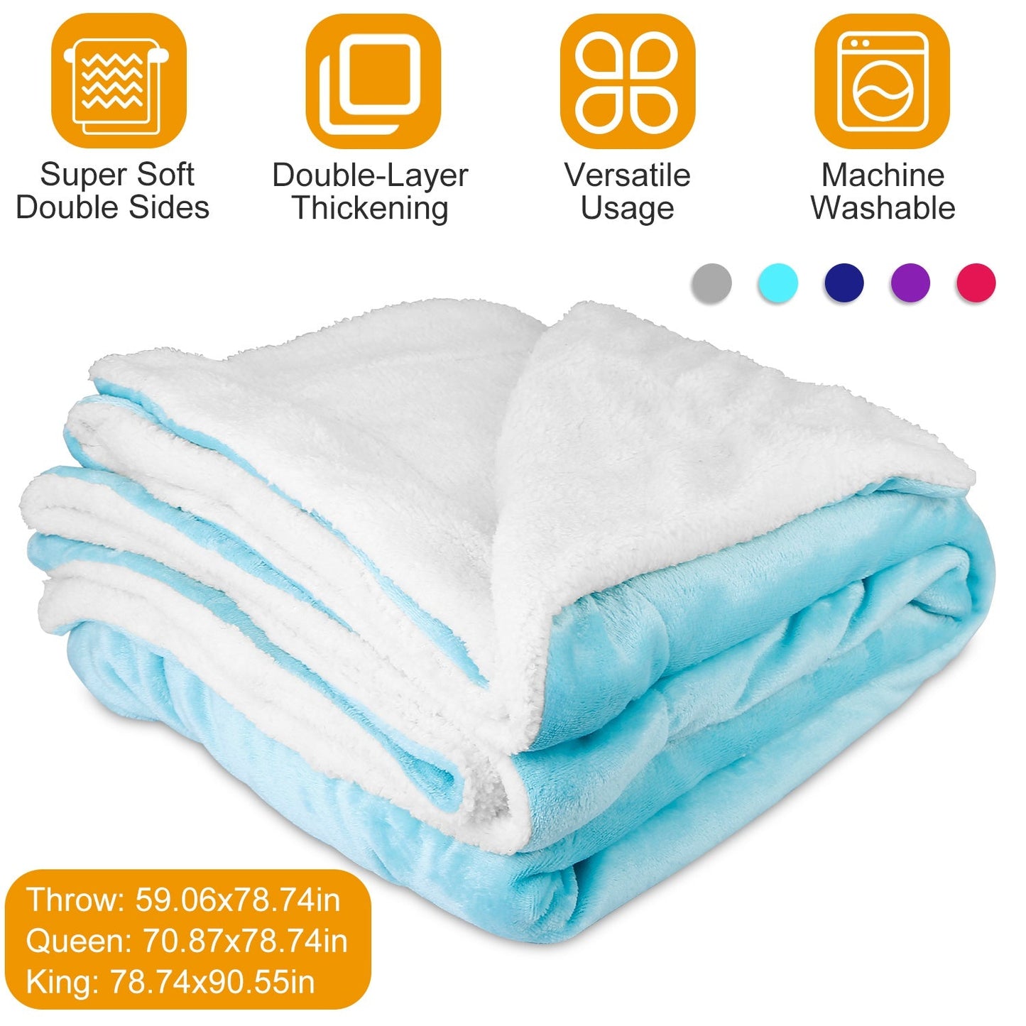Fleece Throw Blanket - Double-Sided Soft Microfiber Polyester