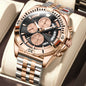 Multifunctional Dual-button Butterfly-clasp Waterproof Mens Watch