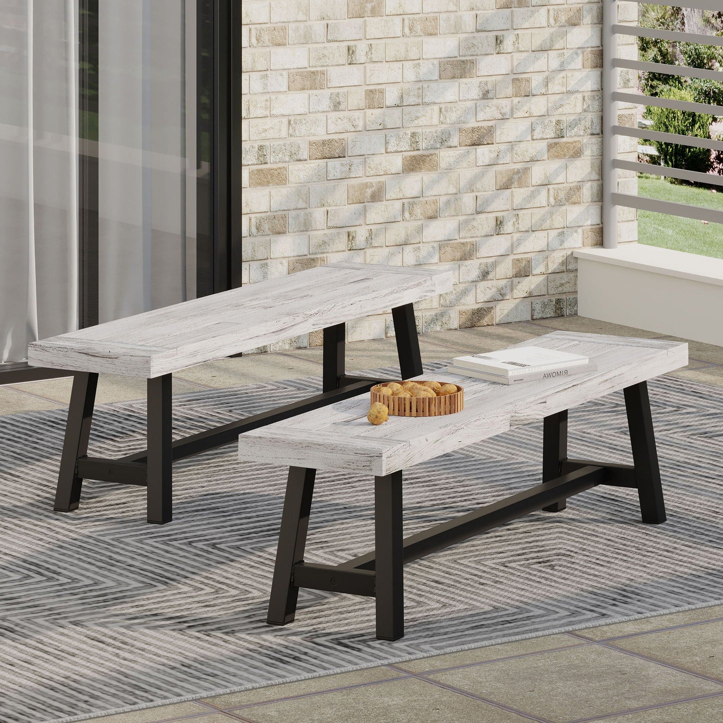 Tranquilizer Outdoor Acacia Wood Bench With Slat Panel Design