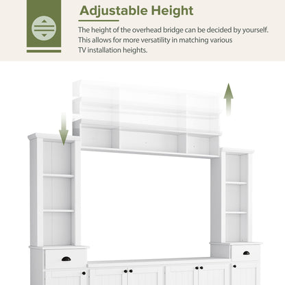 Minimalist Entertainment Wall Unit Set With Bridge For TVs Up To 75"