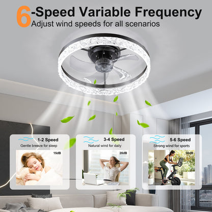 19.7" Ceiling Fan with Dimmable LED Light and Remote & App Control