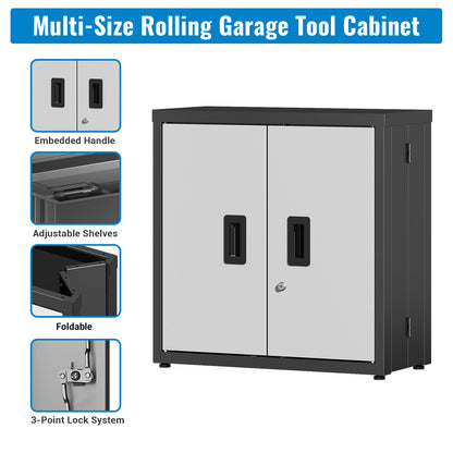 Metal Tool Garage Storage Cabinet with 2 Doors and Lock