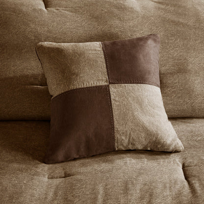 7 Piece Faux Suede Comforter Set Brown King