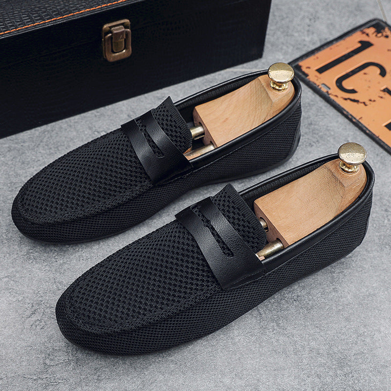 Mens Summer Flyknit Mesh Breathable Slip-On Casual Shoes