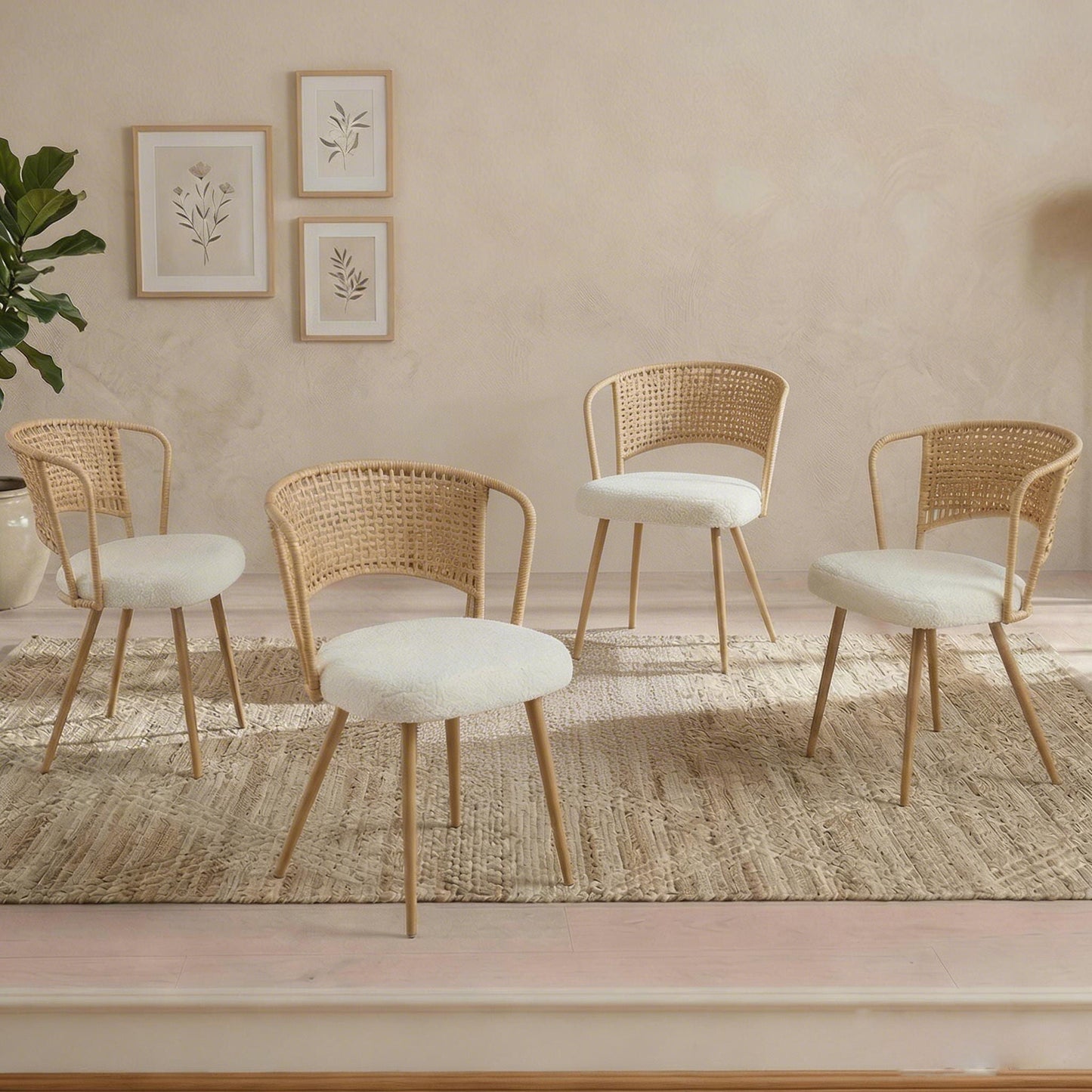 Farmhouse Style Wicker Dining Chair