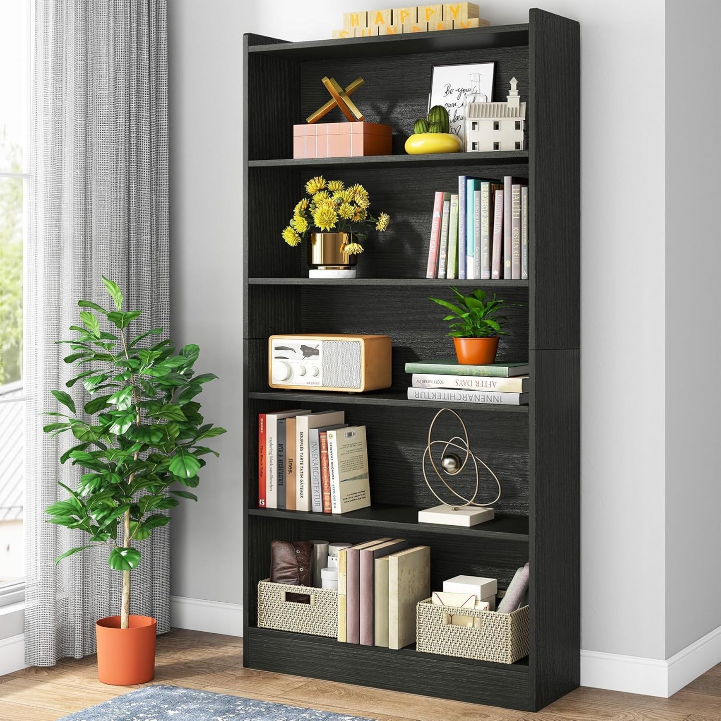 Library Bookshelf With Storage For Living Room