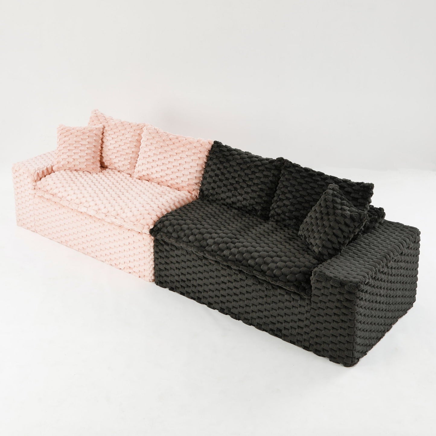 Multifunctional Sofa Pink Black, Fits 4 People