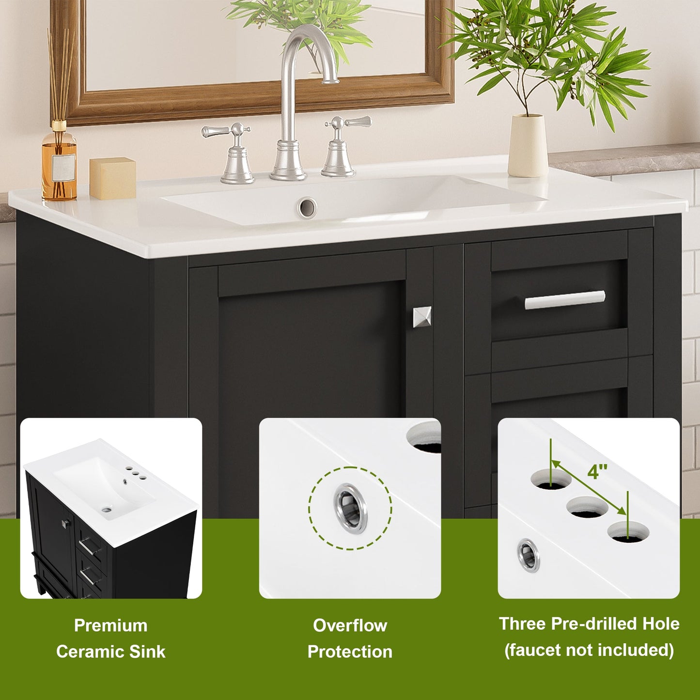 30" Bathroom Vanity with Sink Combo Set