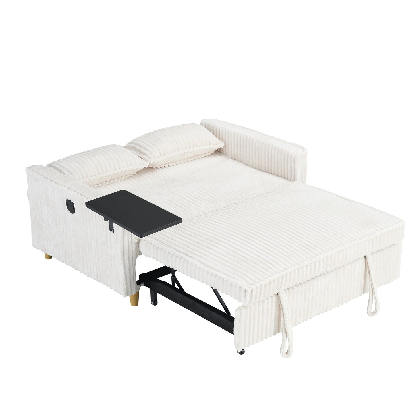 Pull Out Sofa With Movable Tabletop And USB Ports