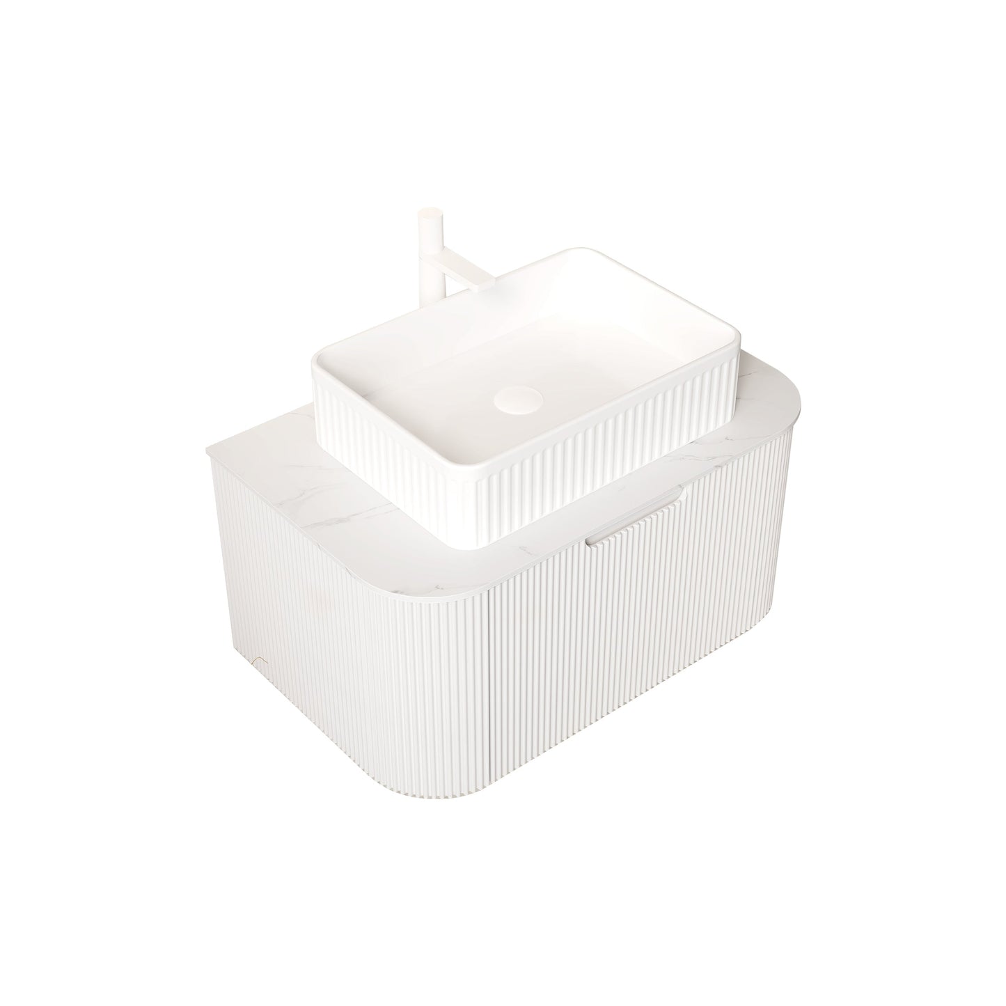 DINA 30" Bathroom Vanity & Sink with Floating Curved Edges and Storage Drawer