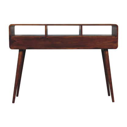 Solid Wood Triple Curved Chestnut Console Table