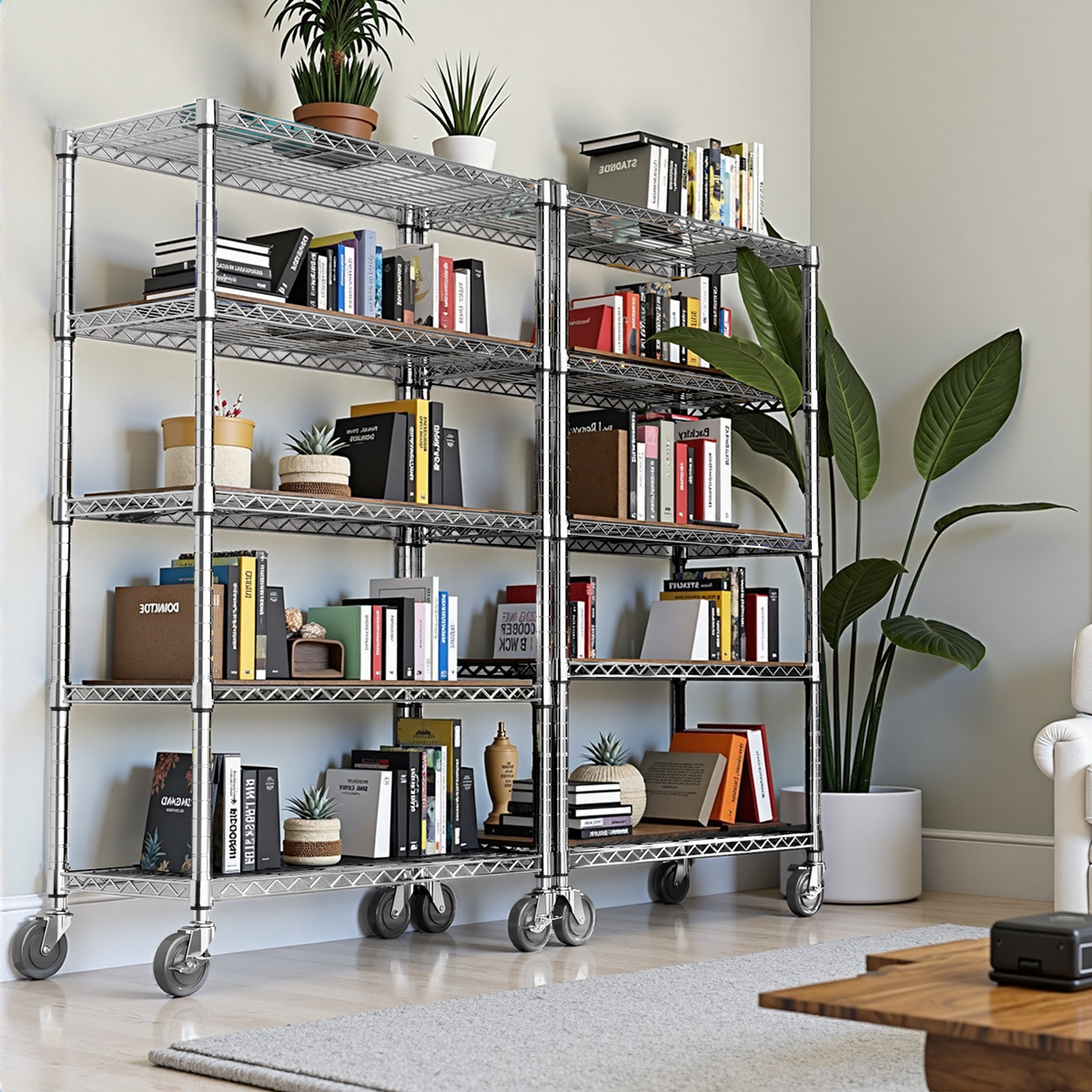 5-Shelf Wire Storage Shelving Unit with Heavy Duty Carbon Steel - Chrome