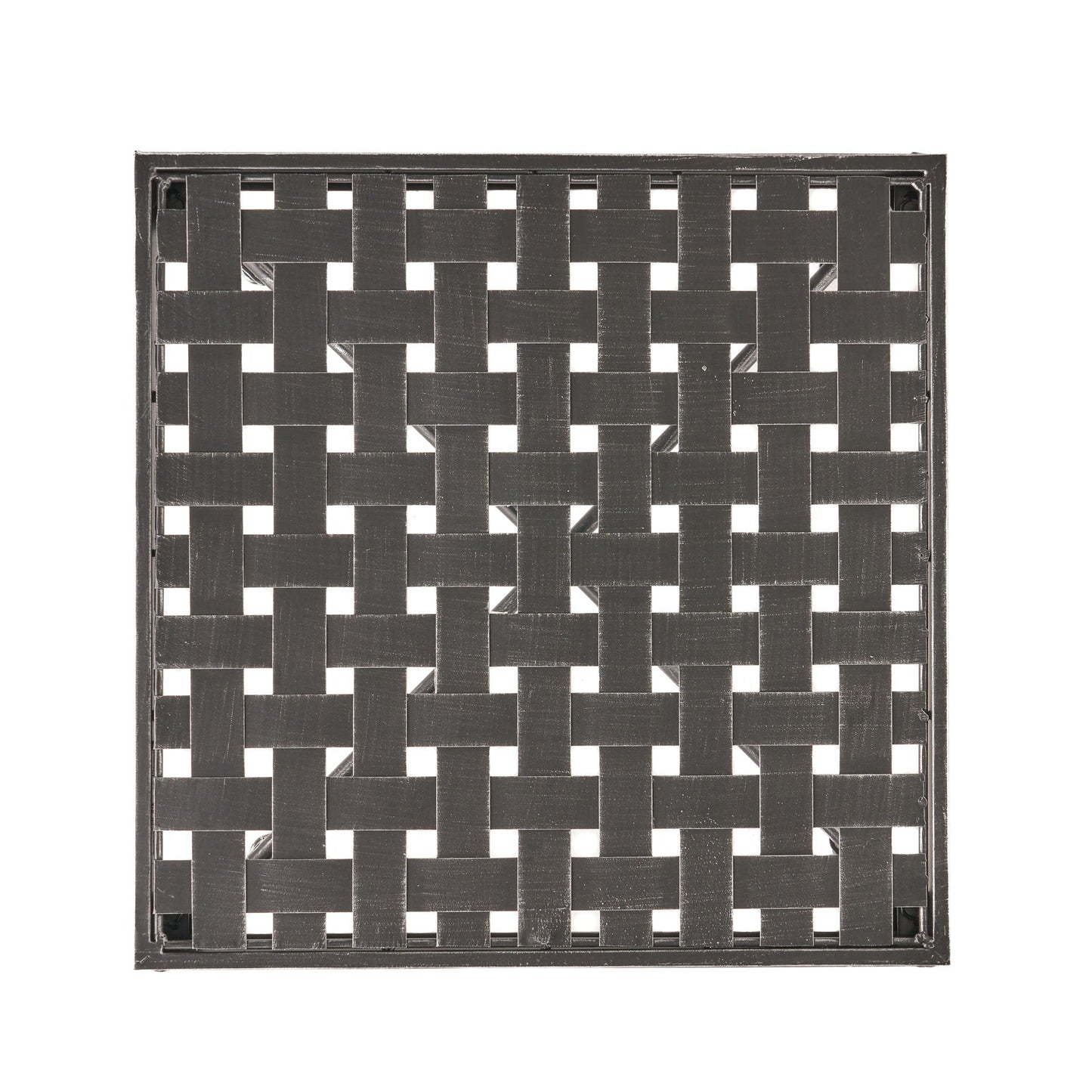 Outdoor Square Side Table with X Shaped Iron Frame - Black