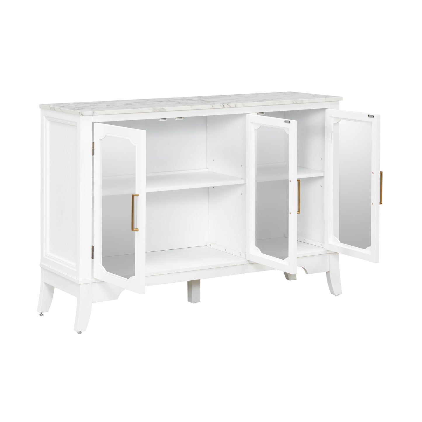 Storage Cabinet 3 Doors Stylish Style White