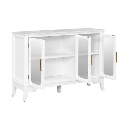 Storage Cabinet 3 Doors Stylish Style White