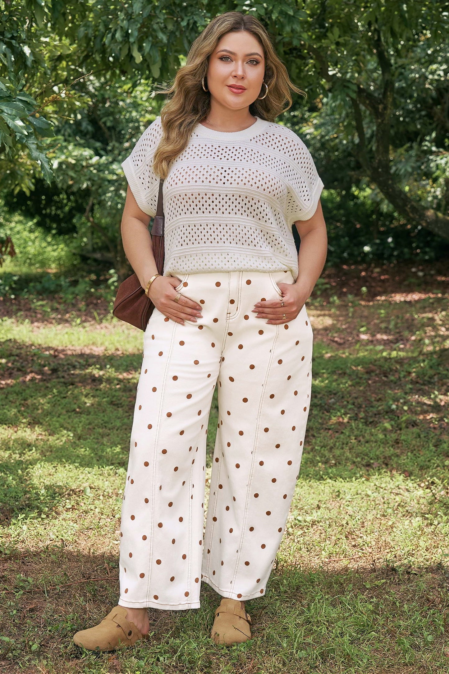 Monroe Dot Print Barrel PLUS Jeans