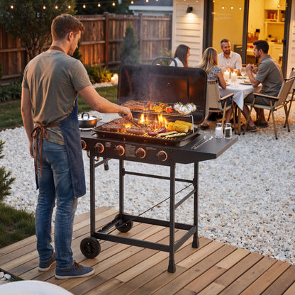 4 Burner Propane Gas BBQ Grill with Side Burner
