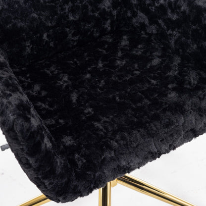 Office Chair, Artificial Rabbit Hair Home Office Chair With Metal Base, Adjustable Desk Chair Swivel Office Chair, Vanity Chair