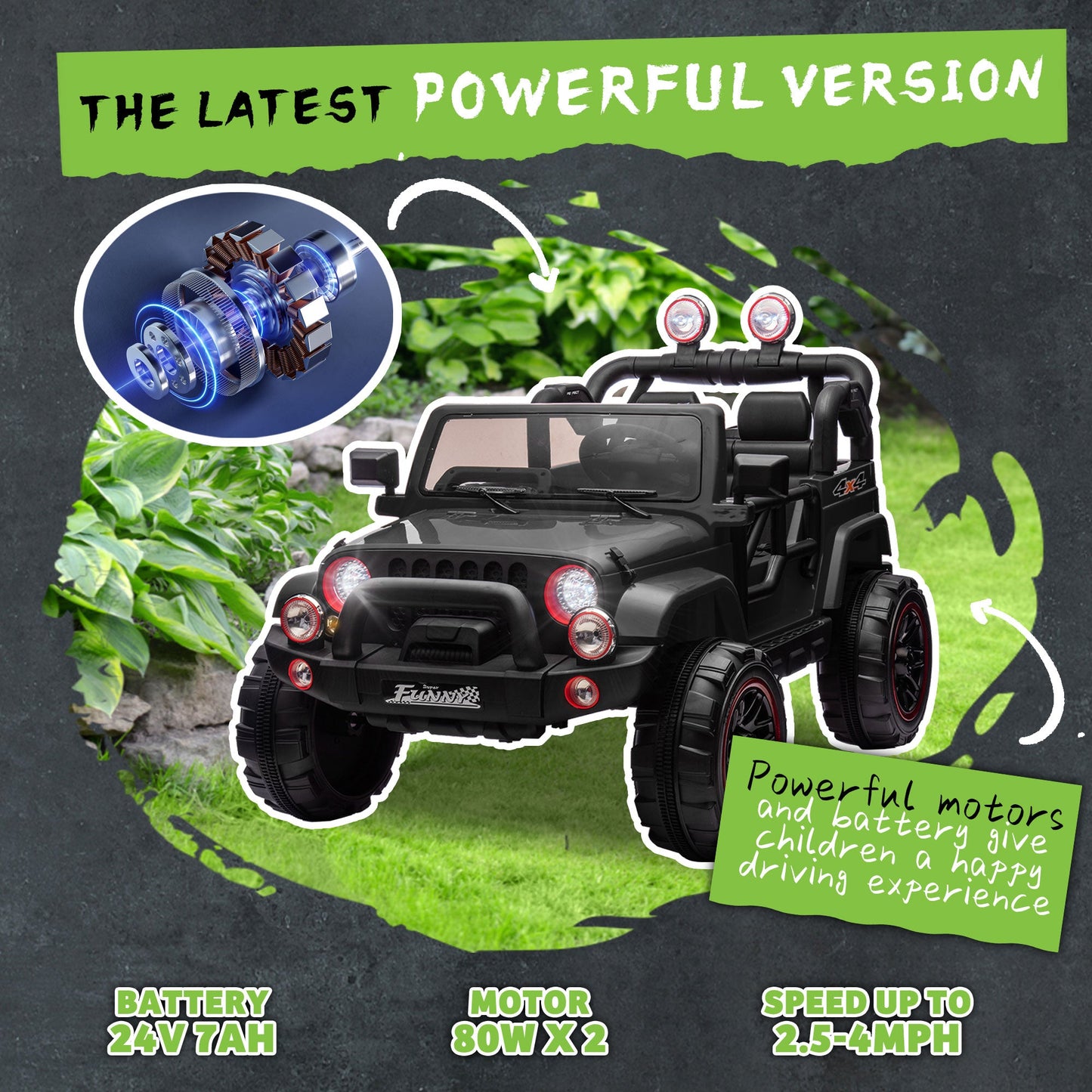 24V Kids Ride-On Electric Car with Parental Control