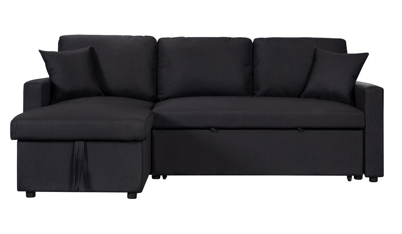 Paisley - Fabric Reversible Sleeper Sectional Sofa With Storage Chaise