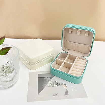 Jewelry storage box, storage box portable zipper case, travel jewelry stud earrings pu jewelry