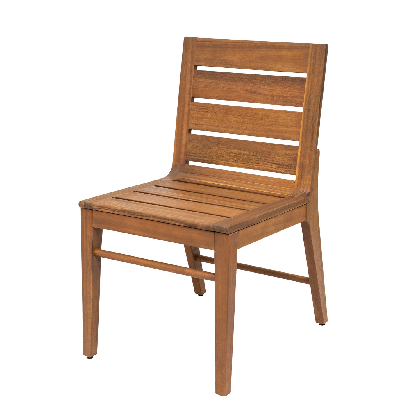 7 Piece Outdoor Acacia Wood Dining Set, 71" Teak Finish Rectangular Table with 6 Slatted Back Chairs