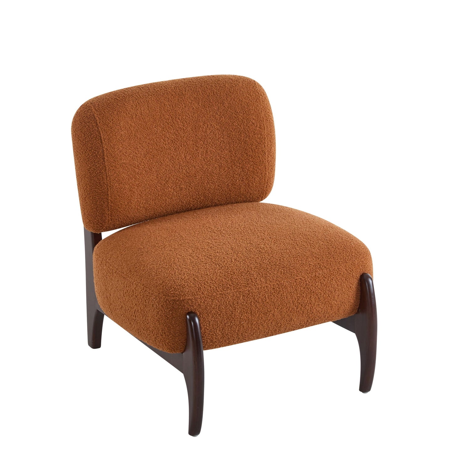 Modern Boucle Lounge Chair With Solid Wood Frame