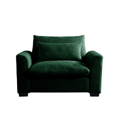 Green Corduroy Deep Seat Single Sofa Accent Chair