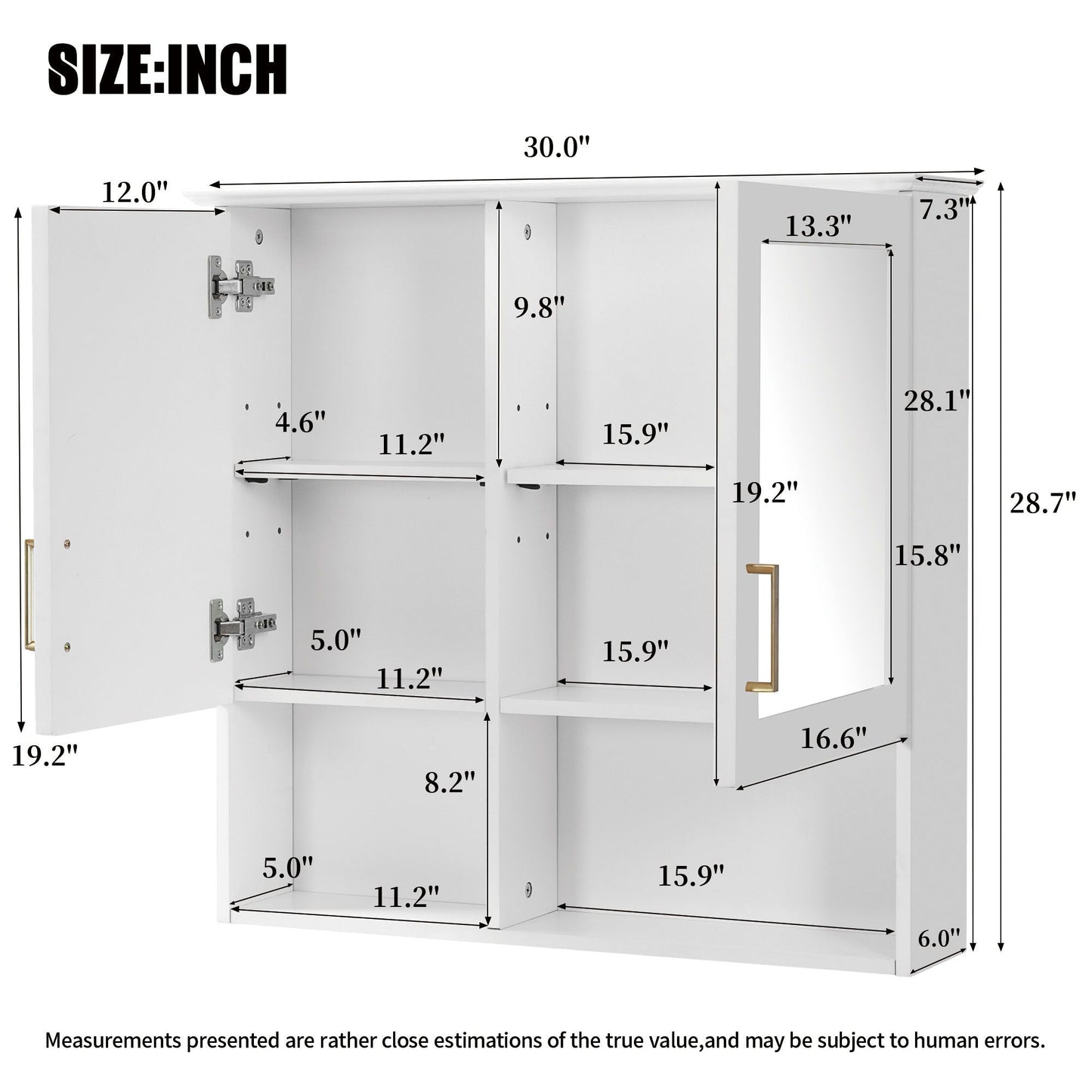 2 In 1 Wall-Mounted Mirror Cabinet With Adjustable Shelves
