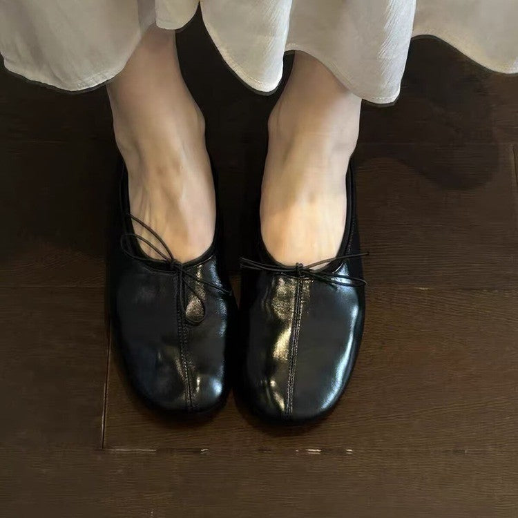 2026 Summer Women French Retro Super Soft Bow Foldable Flats, Egg Roll Ballet Shoes, Mary Jane Casual Shoes