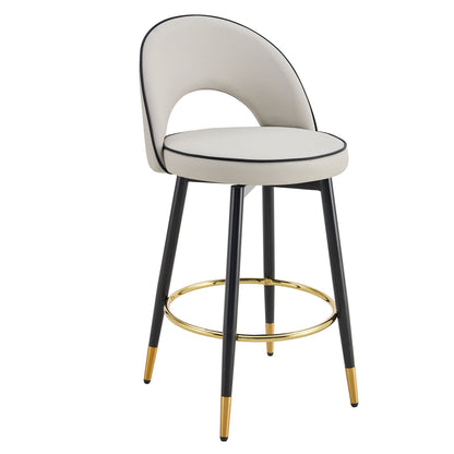 Modern Upholstered 360° Rotatable Bar Chair With Metal Legs For Dining Room (Set of 2)