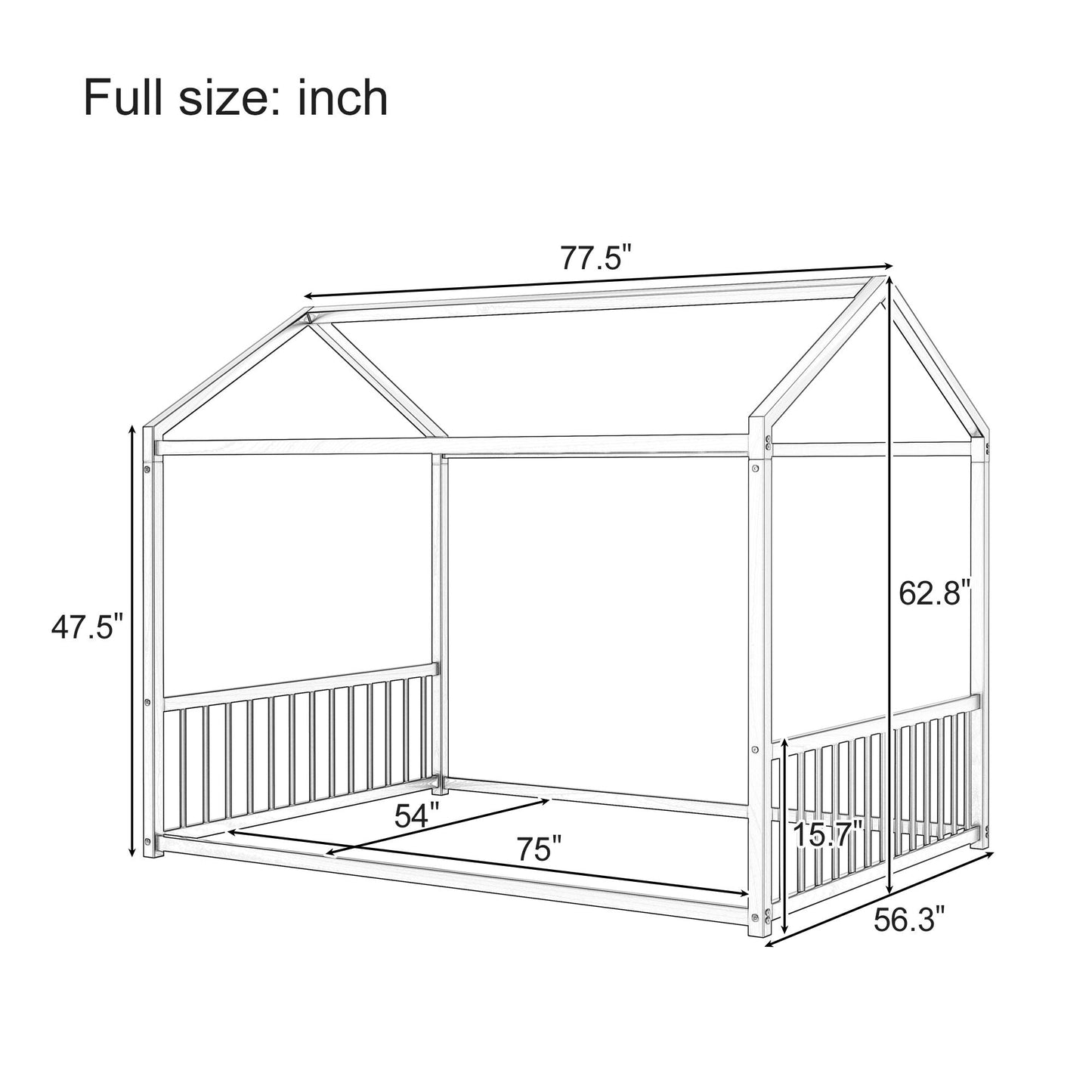 Montessori Style Floor House Shaped Bed With Safety Guardrails