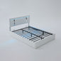 Upholstered Platform Bed Frame With Adjustable LED Headboard, USB C-Charging, Hydraulic Lift