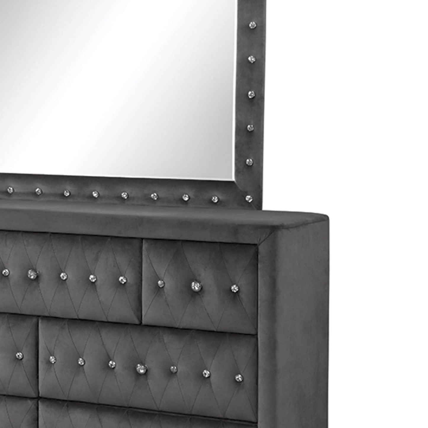 Sophia - Tufted Mirror - Gray