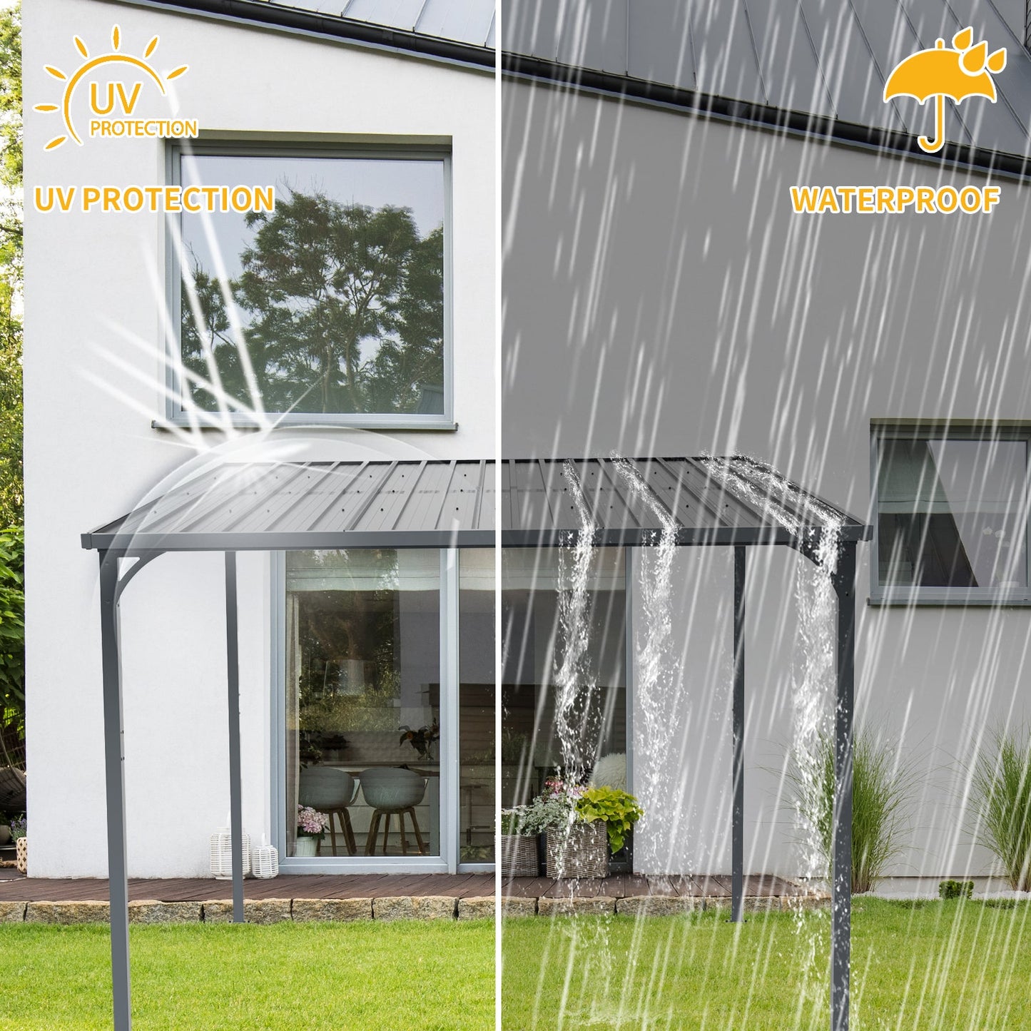 Outdoor Pergola 8' x 10' Metal Inclined Roof